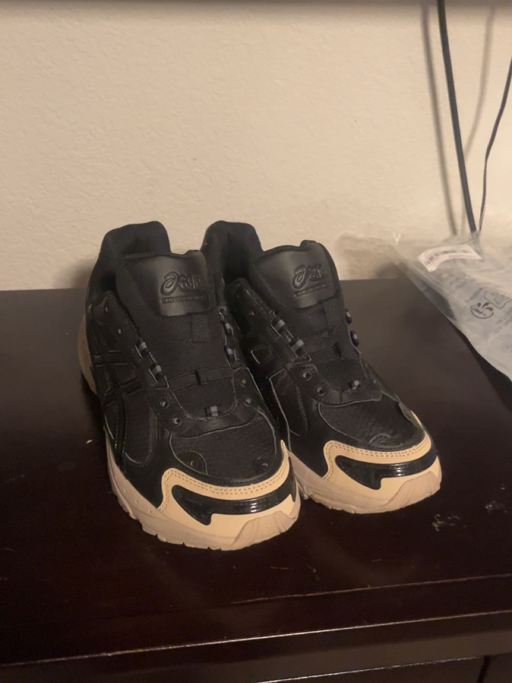 ASICS Men’s Black Sneakers with Cream Soles